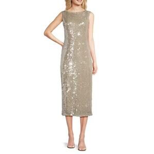 Alex Marie White Sequin Midi Dress